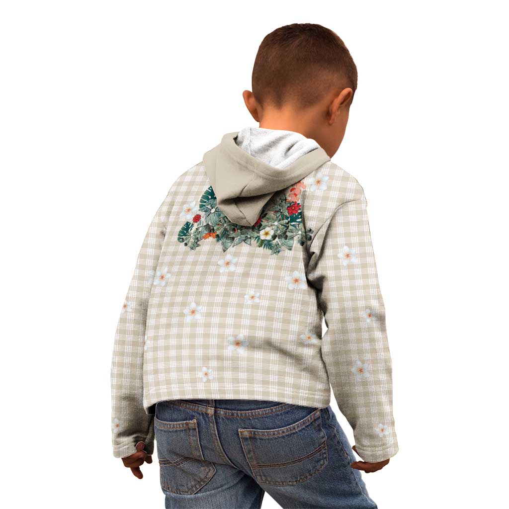 Brown Hawaiian Palaka Kid Hoodie Kukui Nut Money Lei - Polynesian Pride