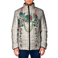 Brown Hawaiian Palaka Padded Jacket Kukui Nut Money Lei LT9 Men Brown - Polynesian Pride