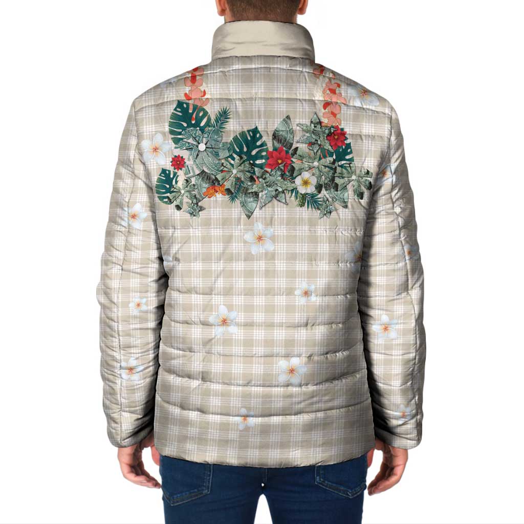 Brown Hawaiian Palaka Padded Jacket Kukui Nut Money Lei LT9 - Polynesian Pride