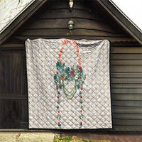 Brown Hawaiian Palaka Quilt Kukui Nut Money Lei - Polynesian Pride