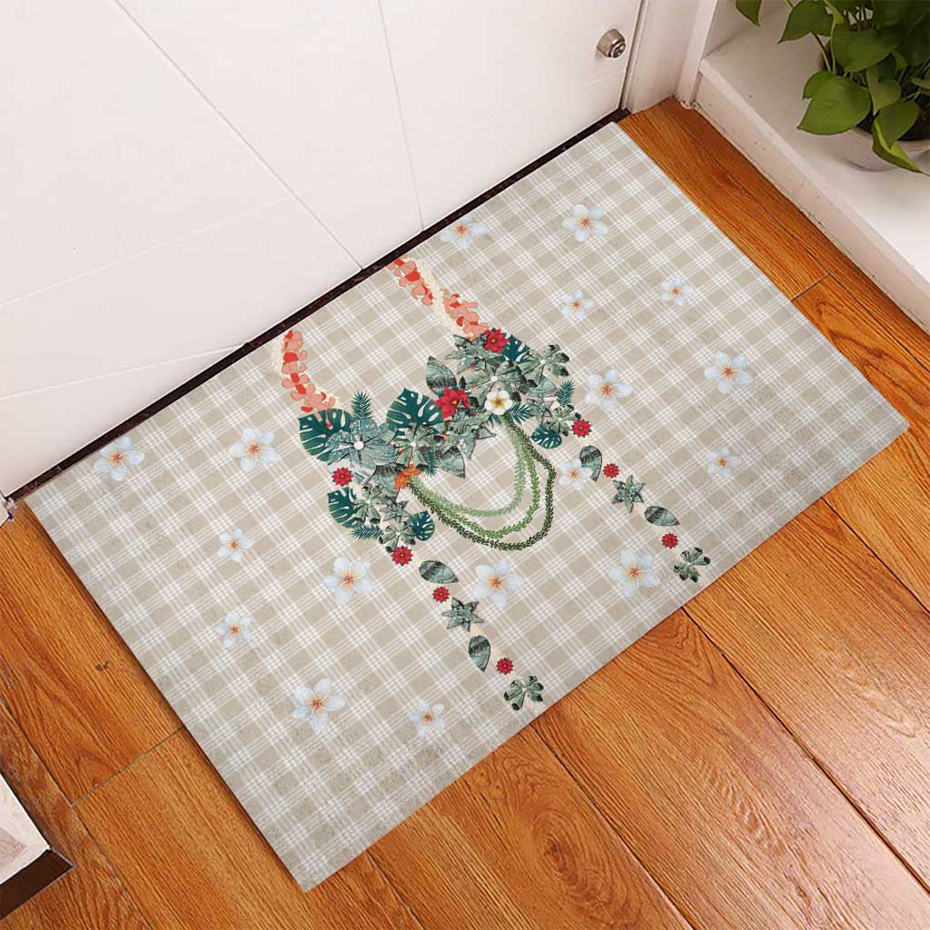 Brown Hawaiian Palaka Rubber Doormat Kukui Nut Money Lei - Polynesian Pride