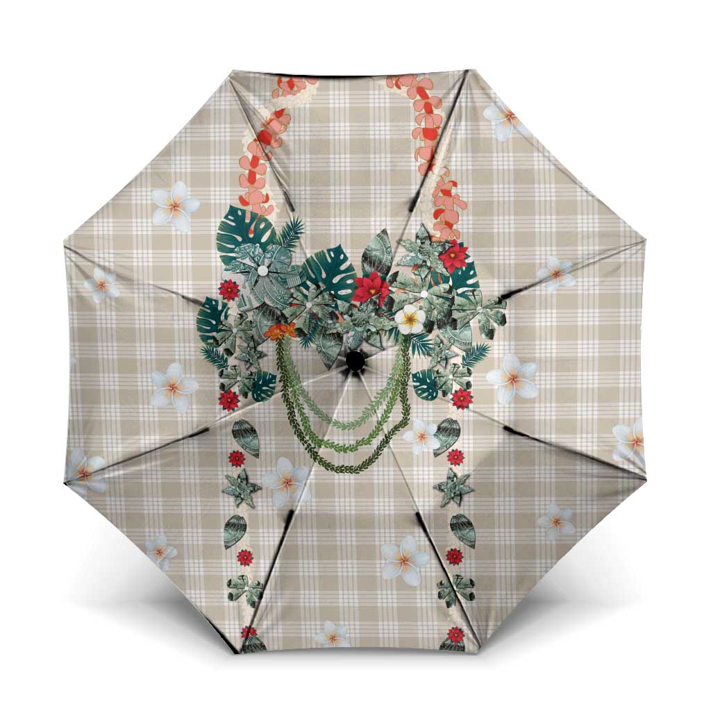 Brown Hawaiian Palaka Umbrella Kukui Nut Money Lei - Polynesian Pride