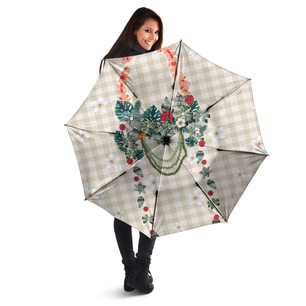 Brown Hawaiian Palaka Umbrella Kukui Nut Money Lei - Polynesian Pride