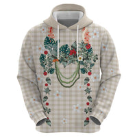 Brown Hawaiian Palaka Zip Hoodie Kukui Nut Money Lei - Polynesian Pride