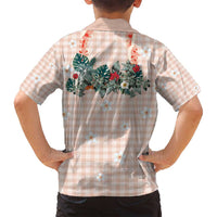 Peach Hawaiian Palaka Family Matching Off Shoulder Short Dress and Hawaiian Shirt Kukui Nut Money Lei LT9 - Polynesian Pride