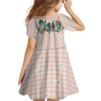 Peach Hawaiian Palaka Family Matching Off Shoulder Short Dress and Hawaiian Shirt Kukui Nut Money Lei LT9 - Polynesian Pride