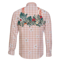 Peach Hawaiian Palaka Family Matching Off Shoulder Short Dress and Hawaiian Shirt Kukui Nut Money Lei LT9 - Polynesian Pride