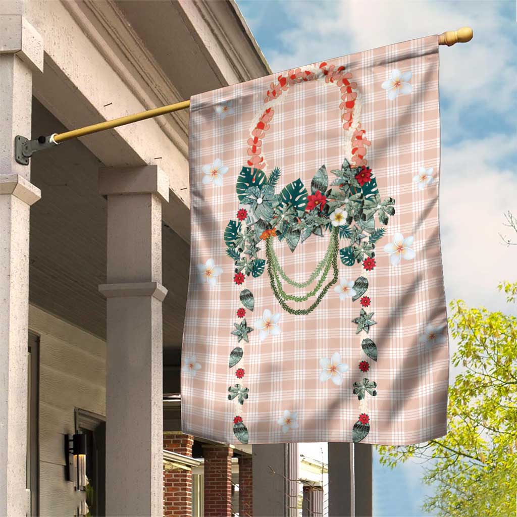 Peach Hawaiian Palaka Garden Flag Kukui Nut Money Lei LT9 House Flag Peach - Polynesian Pride