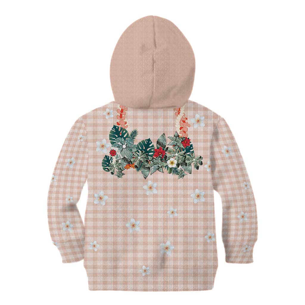 Peach Hawaiian Palaka Kid Hoodie Kukui Nut Money Lei - Polynesian Pride