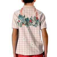 Peach Hawaiian Palaka Kid Polo Shirt Kukui Nut Money Lei - Polynesian Pride