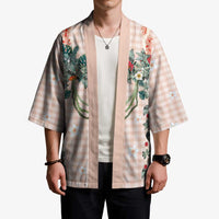 Peach Hawaiian Palaka Kimono Kukui Nut Money Lei - Polynesian Pride
