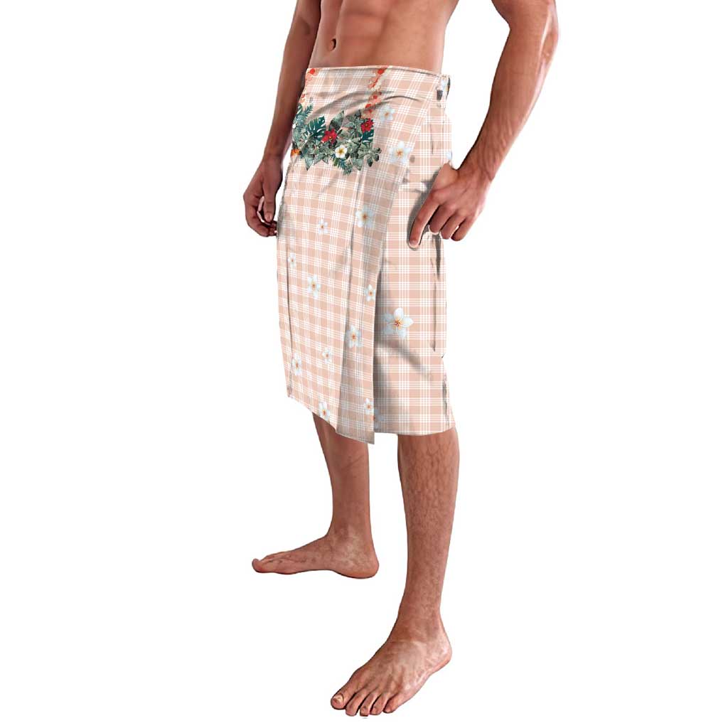 Peach Hawaiian Palaka Lavalava Kukui Nut Money Lei - Polynesian Pride