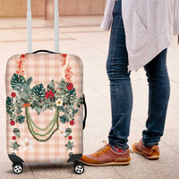 Peach Hawaiian Palaka Luggage Cover Kukui Nut Money Lei - Polynesian Pride