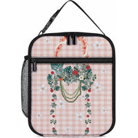 Peach Hawaiian Palaka Lunch Bag Kukui Nut Money Lei LT9 10.2 × 8.3 × 4.3 inch Peach - Polynesian Pride