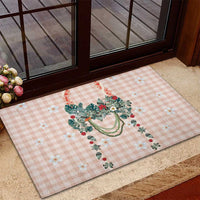 Peach Hawaiian Palaka Rubber Doormat Kukui Nut Money Lei - Polynesian Pride