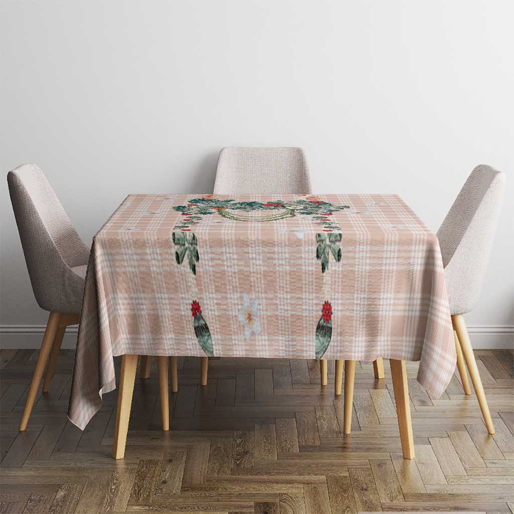 Peach Hawaiian Palaka Tablecloth Kukui Nut Money Lei - Polynesian Pride