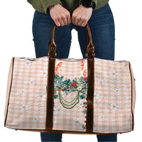 Peach Hawaiian Palaka Travel Bag Kukui Nut Money Lei - Polynesian Pride