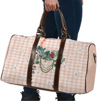 Peach Hawaiian Palaka Travel Bag Kukui Nut Money Lei - Polynesian Pride