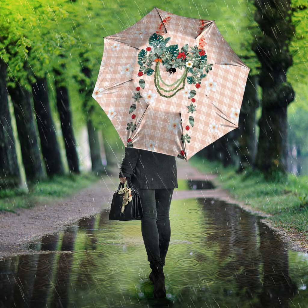 Peach Hawaiian Palaka Umbrella Kukui Nut Money Lei - Polynesian Pride