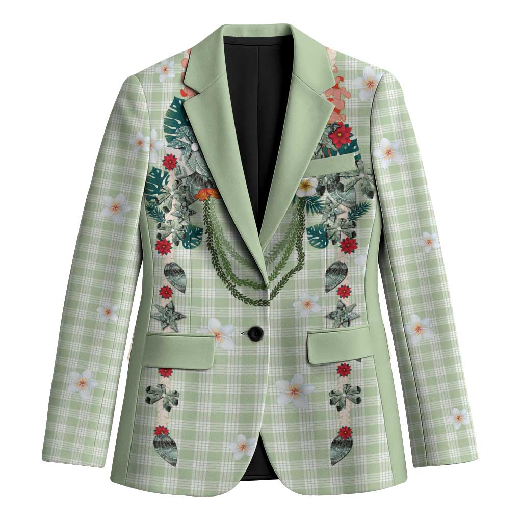 Sage Green Hawaiian Palaka Blazer Kukui Nut Money Lei - Polynesian Pride