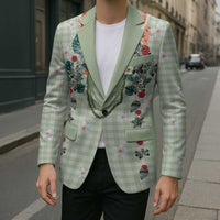 Sage Green Hawaiian Palaka Blazer Kukui Nut Money Lei - Polynesian Pride
