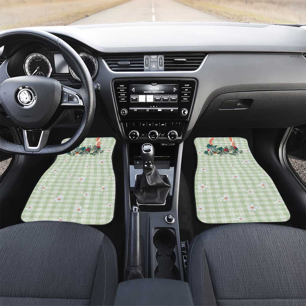 Sage Green Hawaiian Palaka Car Mats Kukui Nut Money Lei - Polynesian Pride