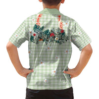 Sage Green Hawaiian Palaka Family Matching Puletasi and Hawaiian Shirt Kukui Nut Money Lei LT9 - Polynesian Pride
