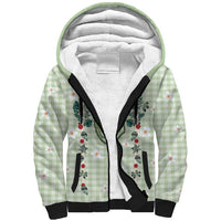 Sage Green Hawaiian Palaka Sherpa Hoodie Kukui Nut Money Lei - Polynesian Pride