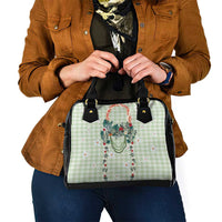 Sage Green Hawaiian Palaka Shoulder Handbag Kukui Nut Money Lei - Polynesian Pride