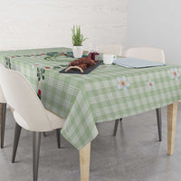Sage Green Hawaiian Palaka Tablecloth Kukui Nut Money Lei - Polynesian Pride