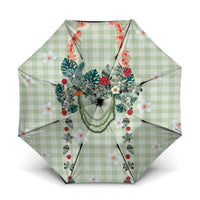 Sage Green Hawaiian Palaka Umbrella Kukui Nut Money Lei - Polynesian Pride