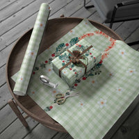 Sage Green Hawaiian Palaka Wrapping Paper Kukui Nut Money Lei - Polynesian Pride