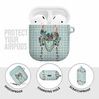 Turquoise Hawaiian Palaka AirPods Case Kukui Nut Money Lei - Polynesian Pride