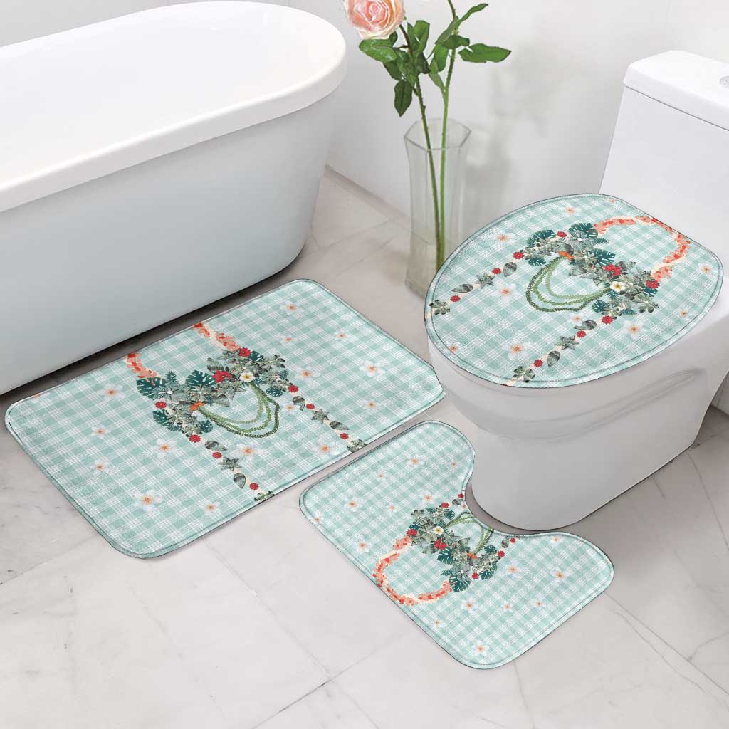 Turquoise Hawaiian Palaka Bathroom Set Kukui Nut Money Lei - Polynesian Pride