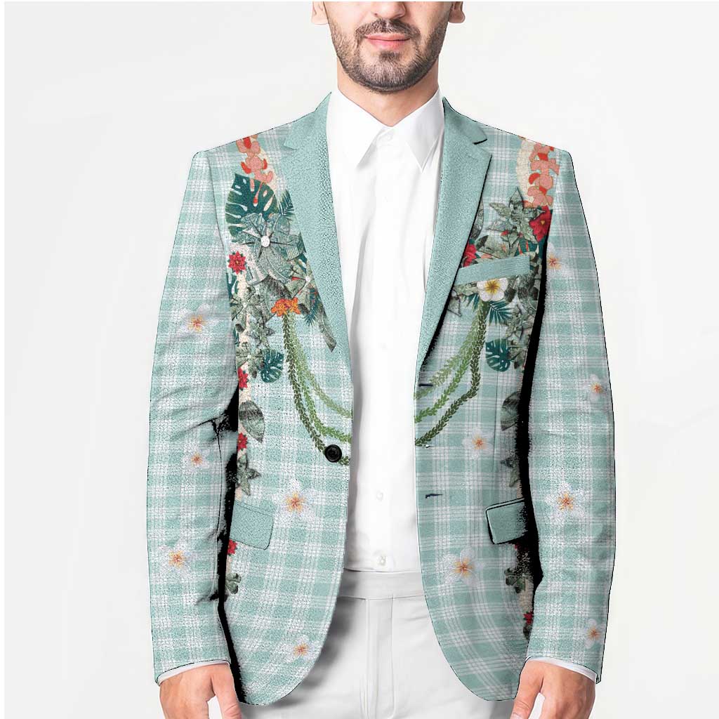 Turquoise Hawaiian Palaka Blazer Kukui Nut Money Lei - Polynesian Pride