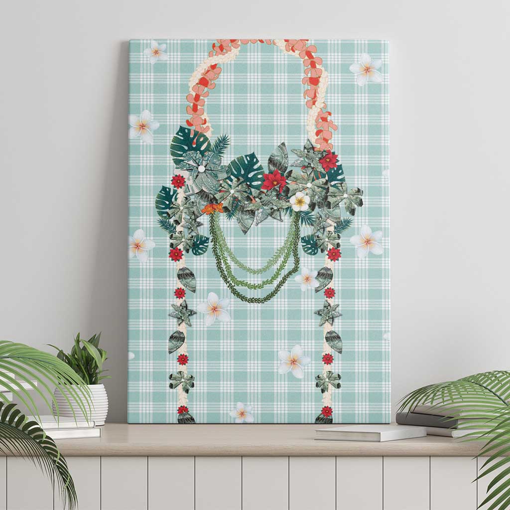 Turquoise Hawaiian Palaka Canvas Wall Art Kukui Nut Money Lei - Polynesian Pride