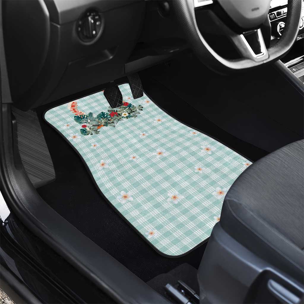Turquoise Hawaiian Palaka Car Mats Kukui Nut Money Lei - Polynesian Pride