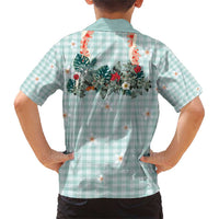 Turquoise Hawaiian Palaka Family Matching Short Sleeve Bodycon Dress and Hawaiian Shirt Kukui Nut Money Lei LT9 - Polynesian Pride