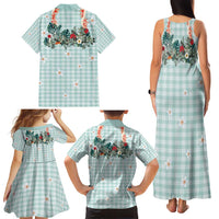Turquoise Hawaiian Palaka Family Matching Tank Maxi Dress and Hawaiian Shirt Kukui Nut Money Lei LT9 - Polynesian Pride