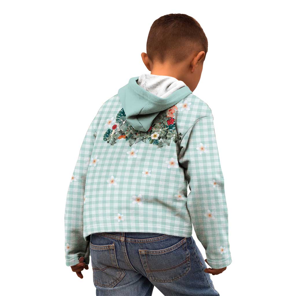 Turquoise Hawaiian Palaka Kid Hoodie Kukui Nut Money Lei - Polynesian Pride