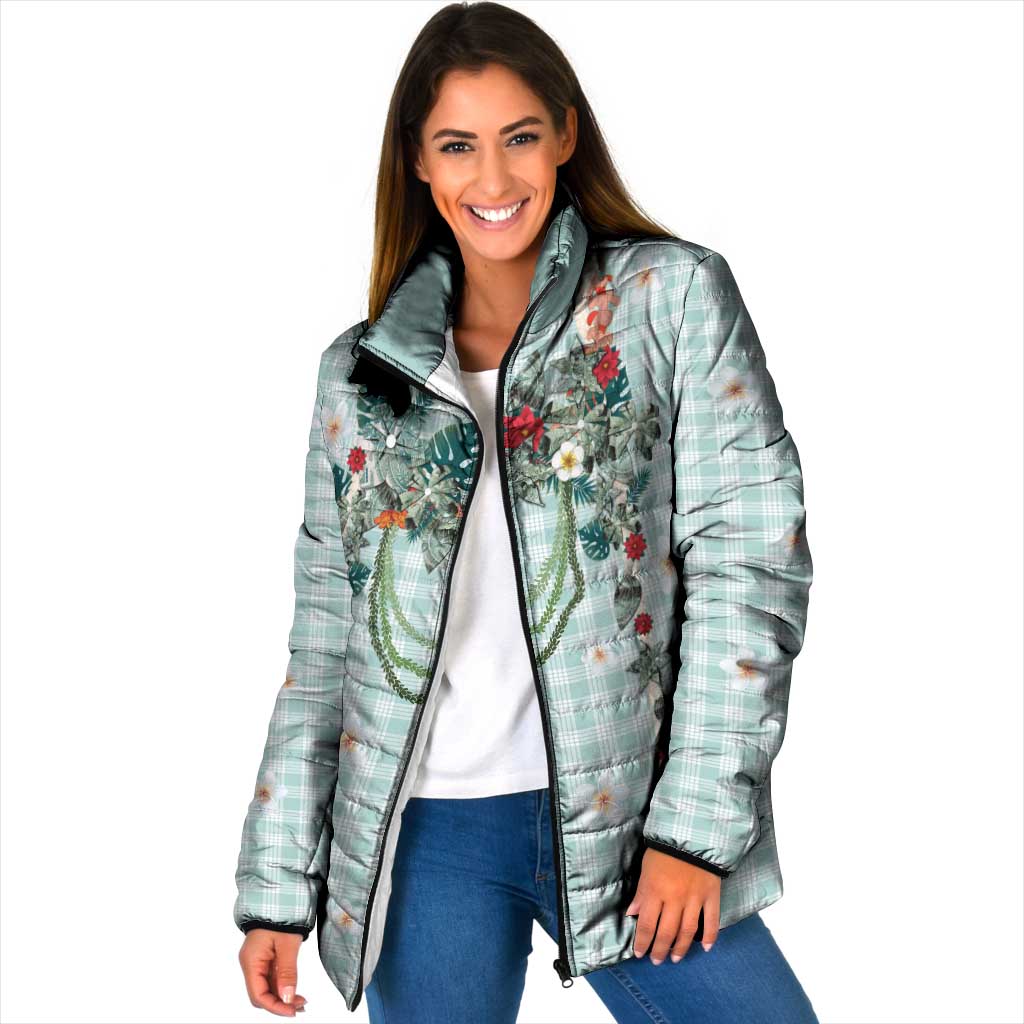 Turquoise Hawaiian Palaka Padded Jacket Kukui Nut Money Lei - Polynesian Pride
