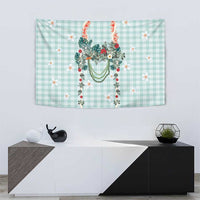 Turquoise Hawaiian Palaka Tapestry Kukui Nut Money Lei - Polynesian Pride