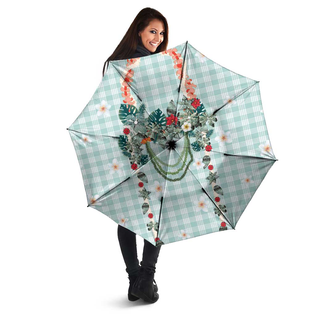 Turquoise Hawaiian Palaka Umbrella Kukui Nut Money Lei - Polynesian Pride