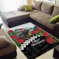 Meri Kirihimete Tuatara Area Rug New Zealand Fern with Puhutukawa Flowers LT9 - Polynesian Pride