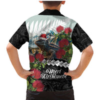 Meri Kirihimete Tuatara Family Matching Mermaid Dress and Hawaiian Shirt New Zealand Fern with Puhutukawa Flowers LT9 - Polynesian Pride
