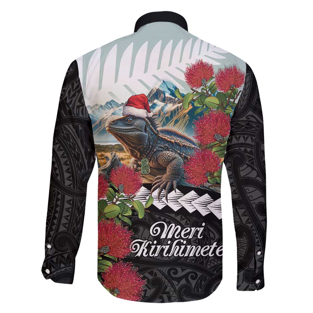 Meri Kirihimete Tuatara Family Matching Mermaid Dress and Hawaiian Shirt New Zealand Fern with Puhutukawa Flowers LT9 - Polynesian Pride