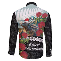 Meri Kirihimete Tuatara Family Matching Puletasi and Hawaiian Shirt New Zealand Fern with Puhutukawa Flowers LT9 - Polynesian Pride