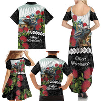 Meri Kirihimete Tuatara Family Matching Summer Maxi Dress and Hawaiian Shirt New Zealand Fern with Puhutukawa Flowers LT9 - Polynesian Pride