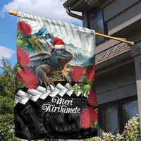 Meri Kirihimete Tuatara Garden Flag New Zealand Fern with Puhutukawa Flowers LT9 - Polynesian Pride