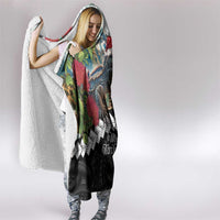 Meri Kirihimete Tuatara Hooded Blanket New Zealand Fern with Puhutukawa Flowers LT9 - Polynesian Pride